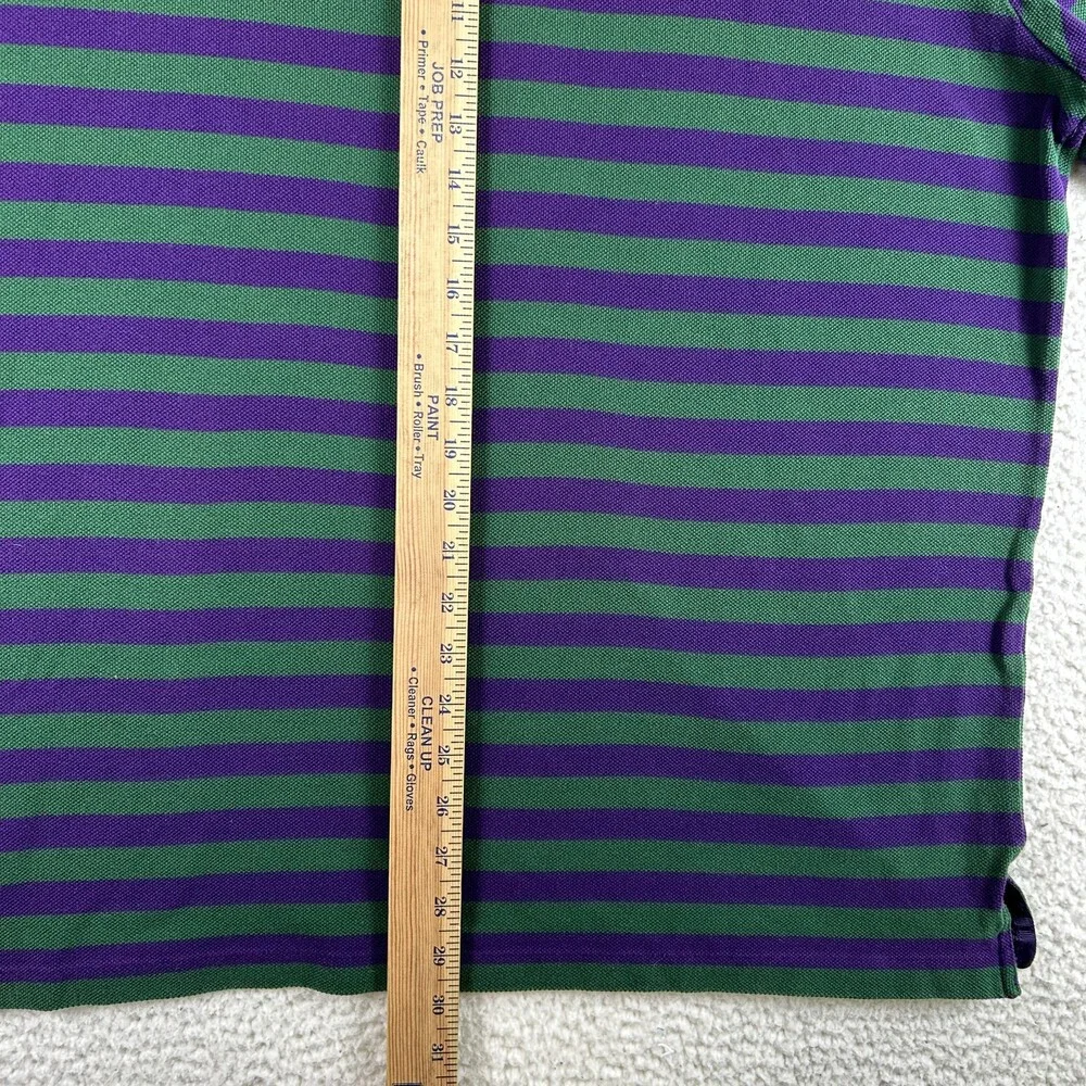 Polo Golf Ralph Lauren Shirt Mens XL Green Purple Striped Pima Cotton Peru Logo